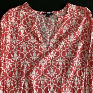Lands End Sz‎ Large Woman's Bright Pink And White Kaftan